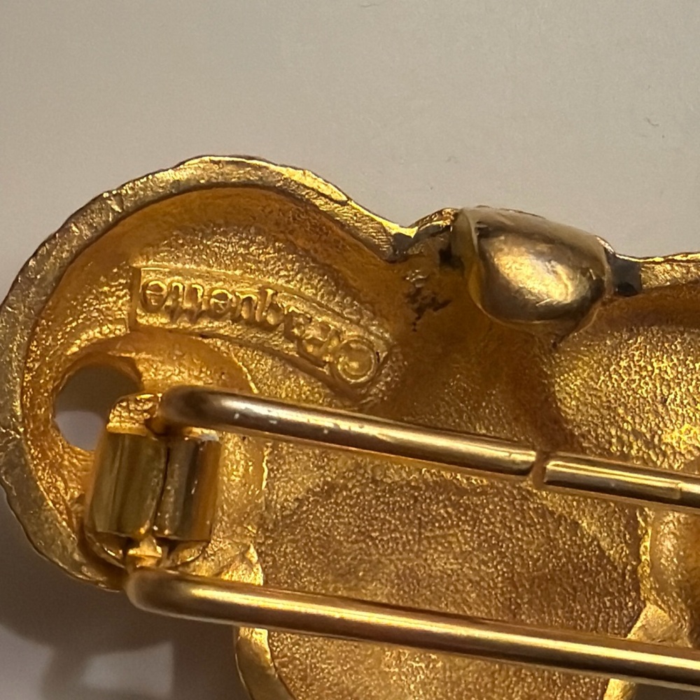 Vintage Signed Paquette Double Belt Buckle Sheep/Ram Horns Goldtone Interlocking - Picture 5 of 8